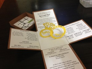 Box with Linked Rings Wedding Invite